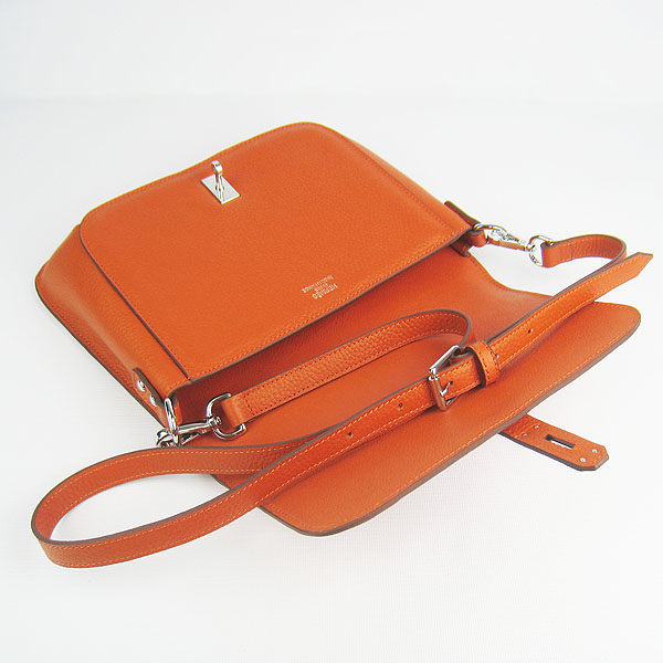 Fake Hermes Togo Leather Messenger Bag Orange 8079